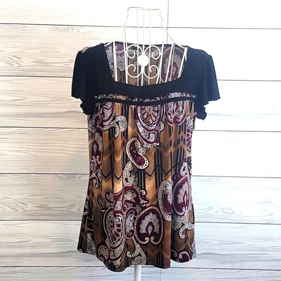 Perseption Concept short sleeved casual top - multicolored Women's Size L - Picture 1 of 10